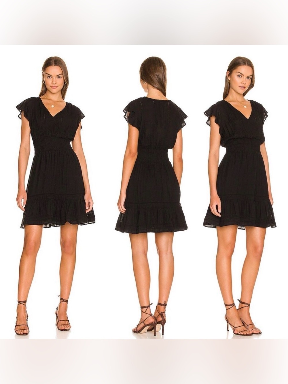 Rails Tara Lace Detail Mini Dress Black size medium